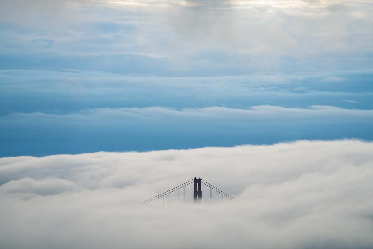 san francisco Golden Gate Bridge cover with white cloudy skies cloud